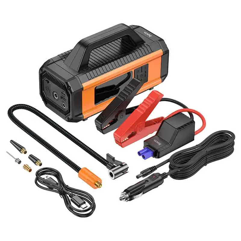 משאבת אוויר עם בוסטר התנעה סוללת גיבוי 10000mAh ושני פנסים Hoco QS4